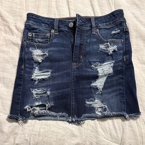 American Eagle Distressed Denim Skirt - Blue